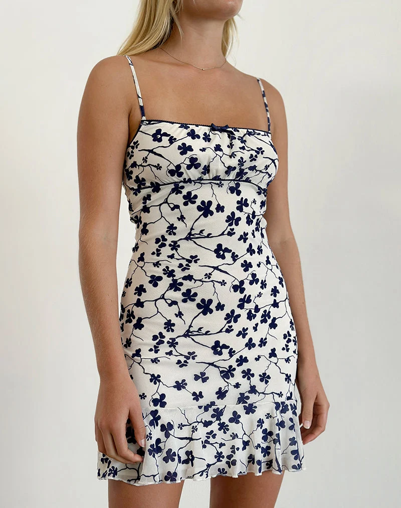 Tery Minikleid in Grunge Floral Flock Creme