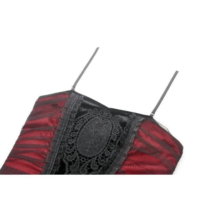 Gothic-Satinkleid aus Samt in Kontrastfarbe für Damen