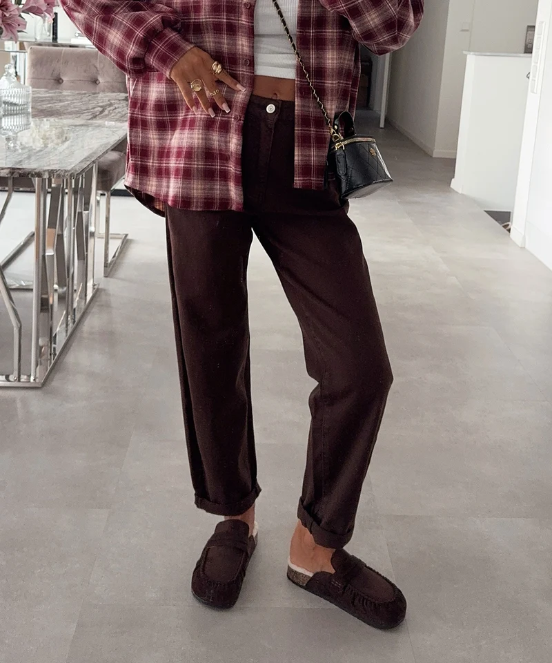 Stretch Mom Jeans Peppi Braun