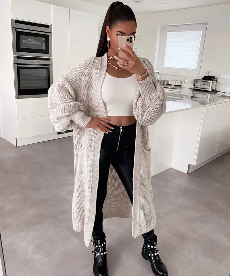 Cardigan Leilani lang Beige