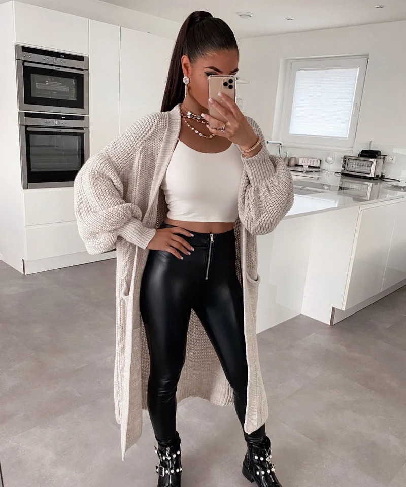 Cardigan Leilani lang Beige
