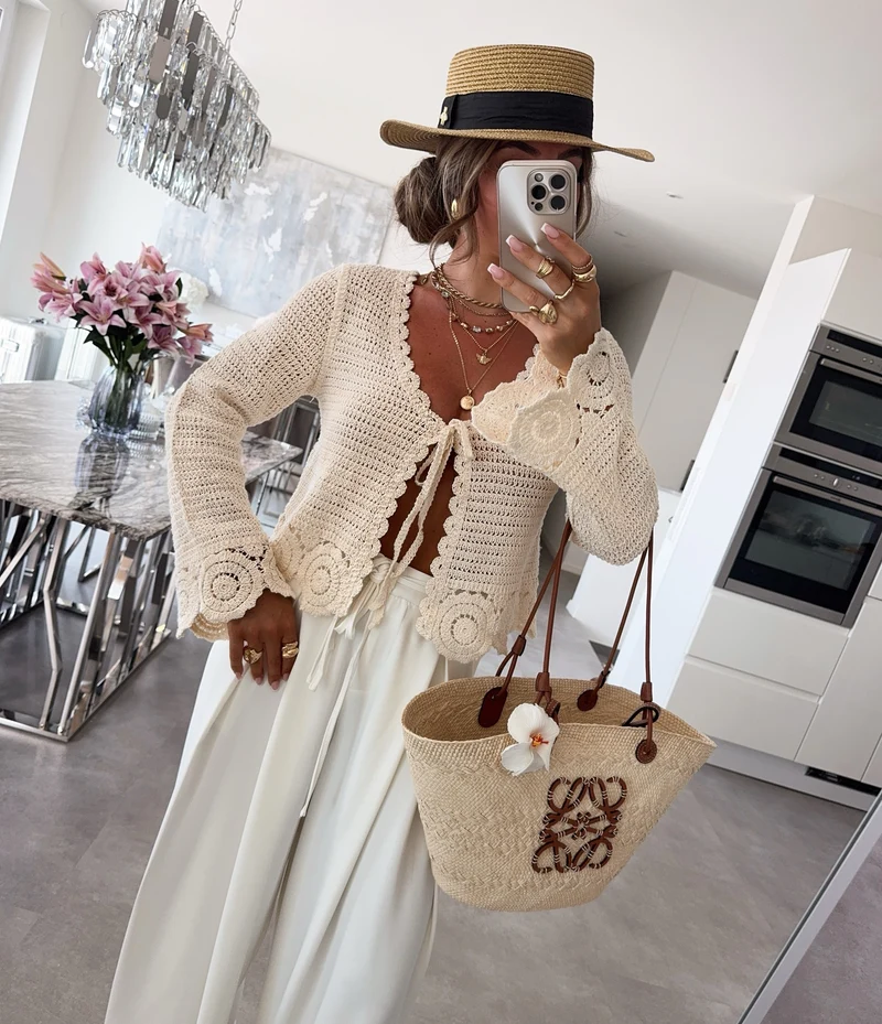 Häkel Jäckchen Valesa Beige