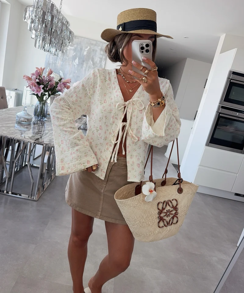 Musselin Bluse Novelle Creme