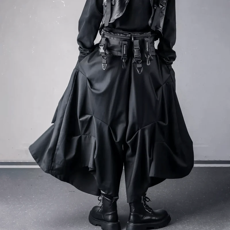 Herren Techwear Unregelmäßig drapierte lockere Rockhose