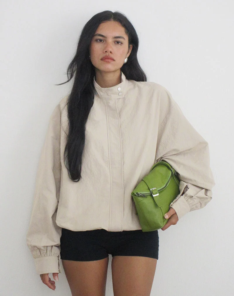 Niorun-Reißverschlussjacke aus Nylon in Helltaupe