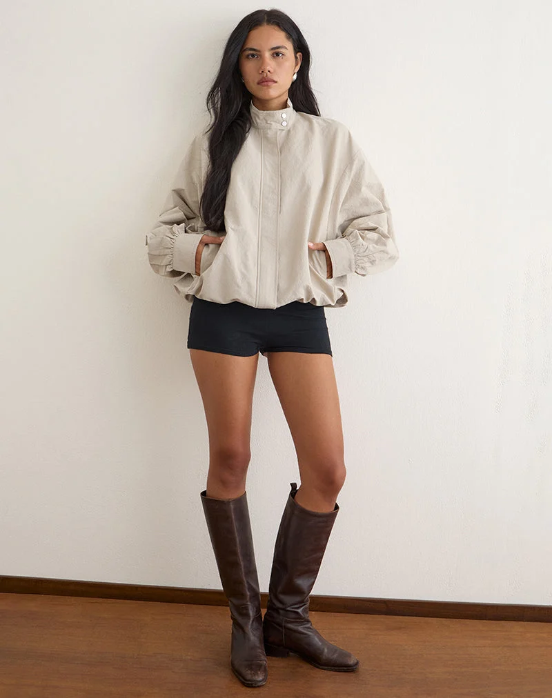 Niorun-Reißverschlussjacke aus Nylon in Helltaupe