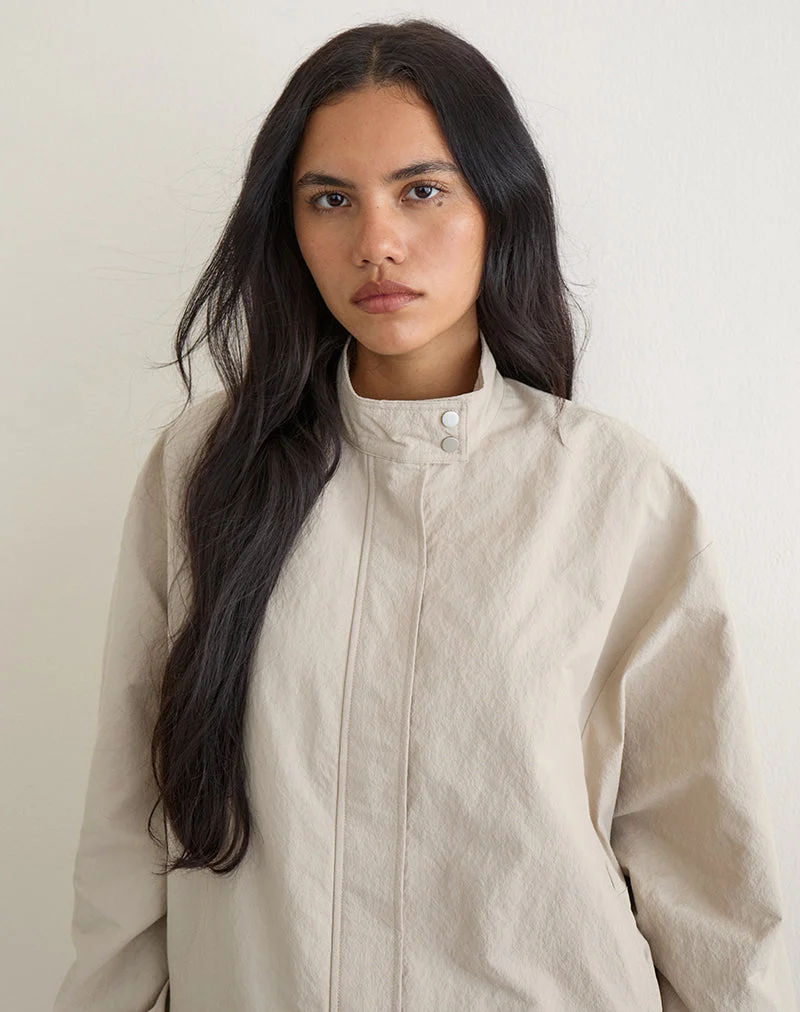Niorun-Reißverschlussjacke aus Nylon in Helltaupe