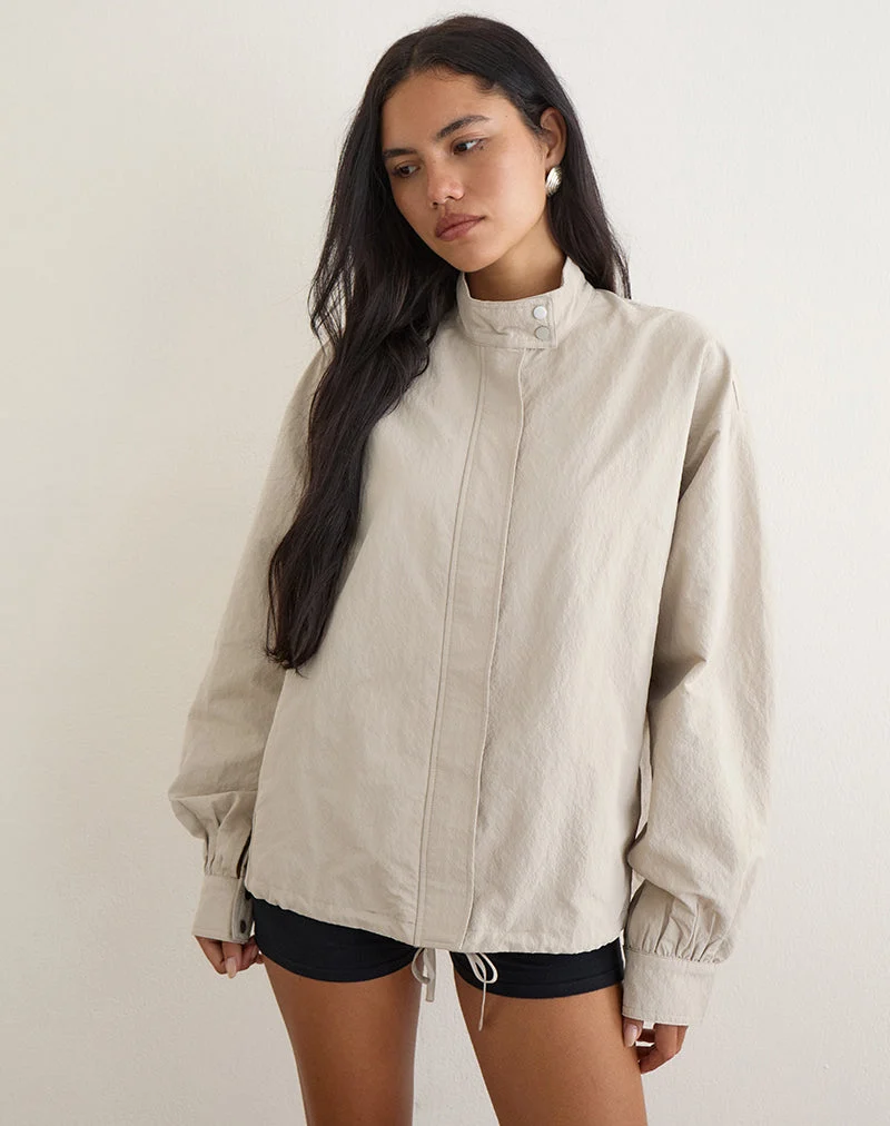 Niorun-Reißverschlussjacke aus Nylon in Helltaupe