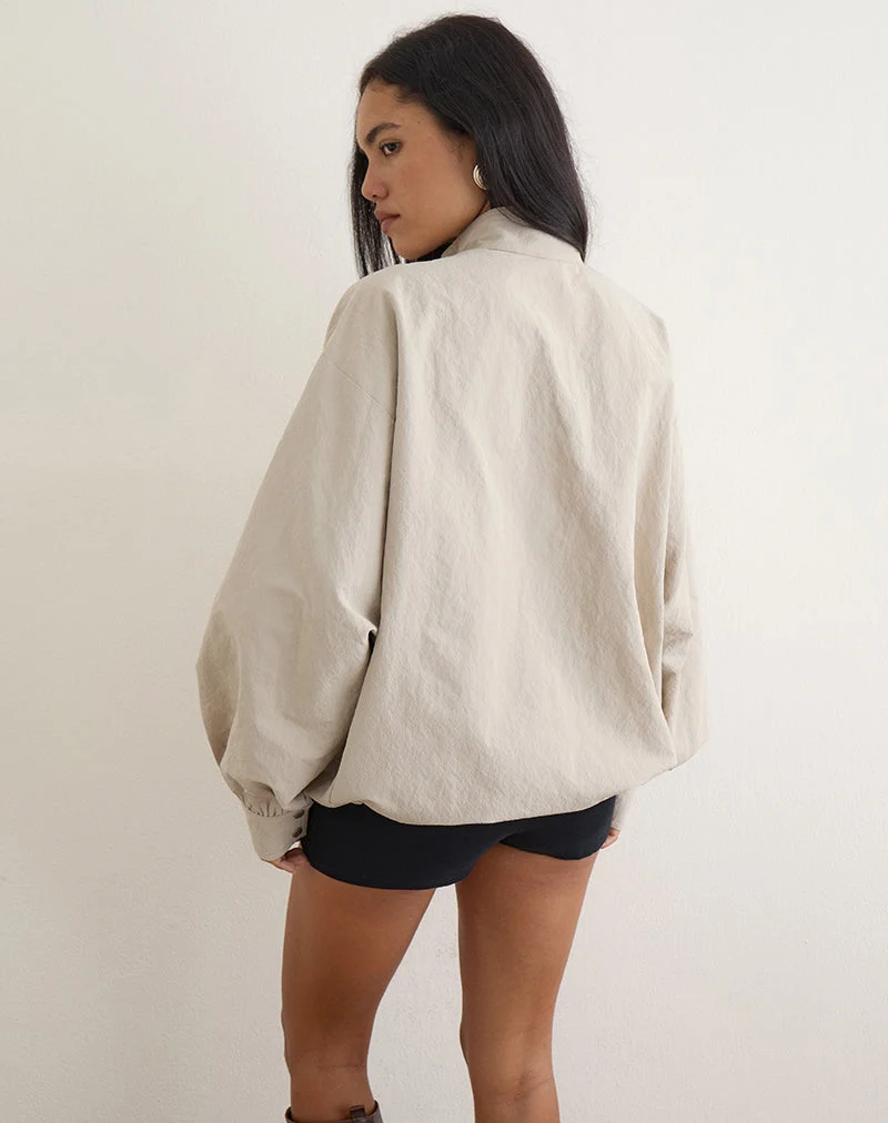Niorun-Reißverschlussjacke aus Nylon in Helltaupe
