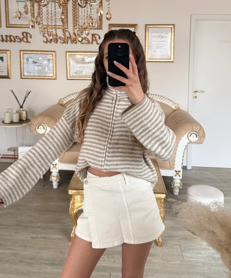 Jeans Hosenrock Laria Beige