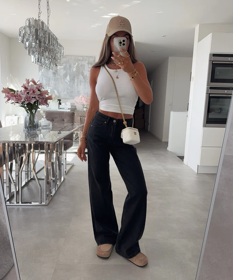 Stretch Straight Leg Jeans Kessi Schwarz