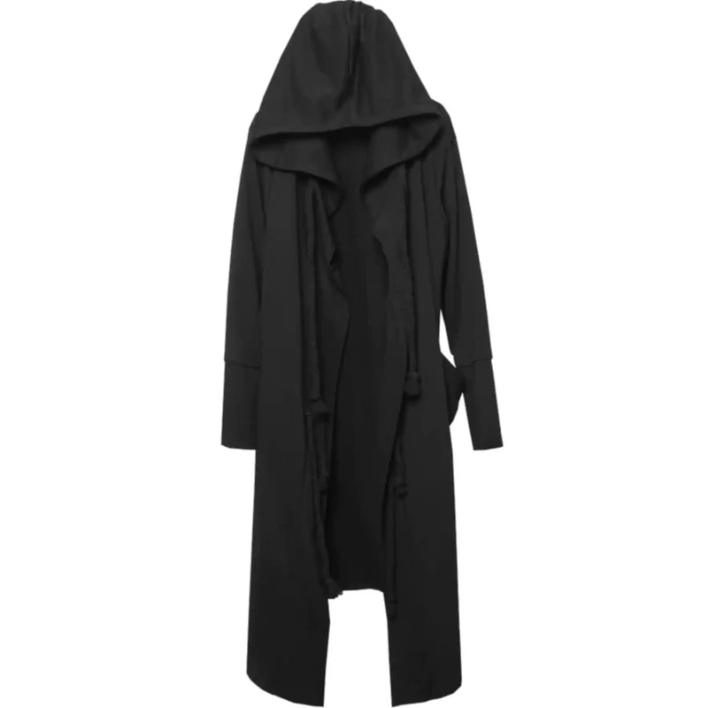 Herren-Techwear-Mantel mit Kapuze und Seildetails
