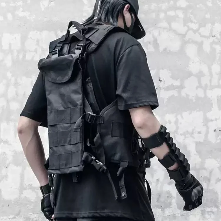 Herren-Techwear-Weste mit mehreren Schnallenriemen und mehreren Taschen