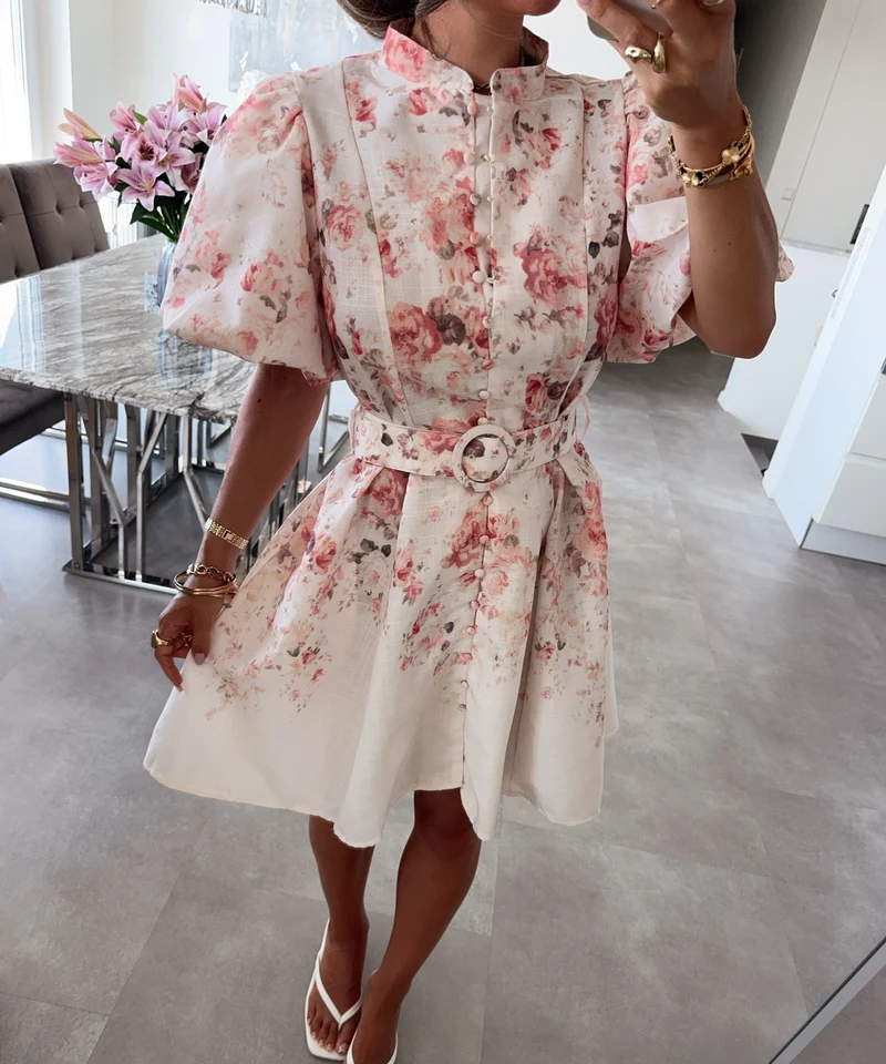 Baumwoll-Leinen-Kleid Serena Peach