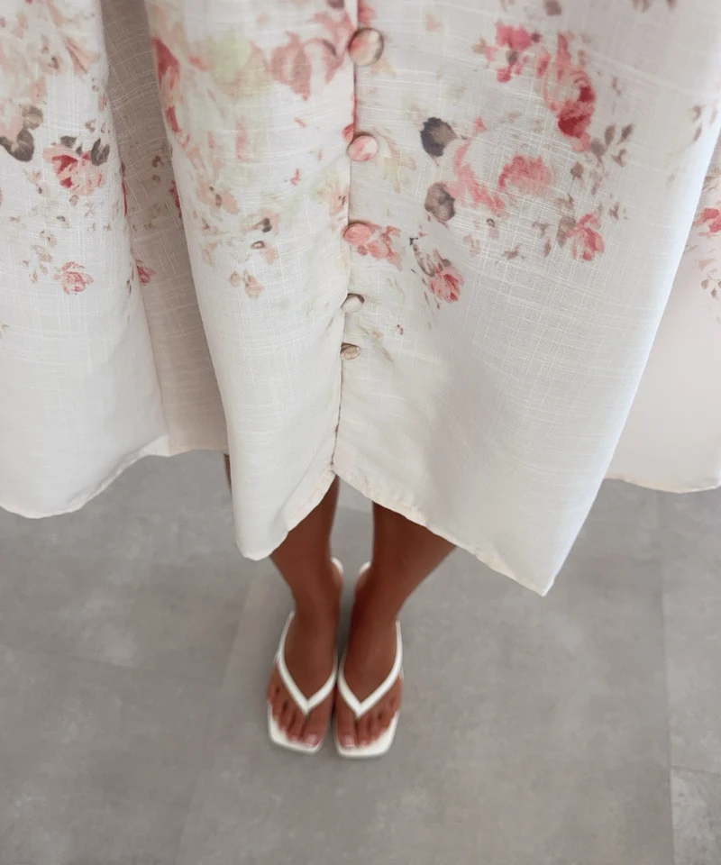 Baumwoll-Leinen-Kleid Serena Peach