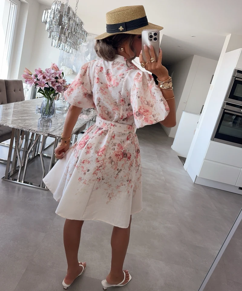 Baumwoll-Leinen-Kleid Serena Peach