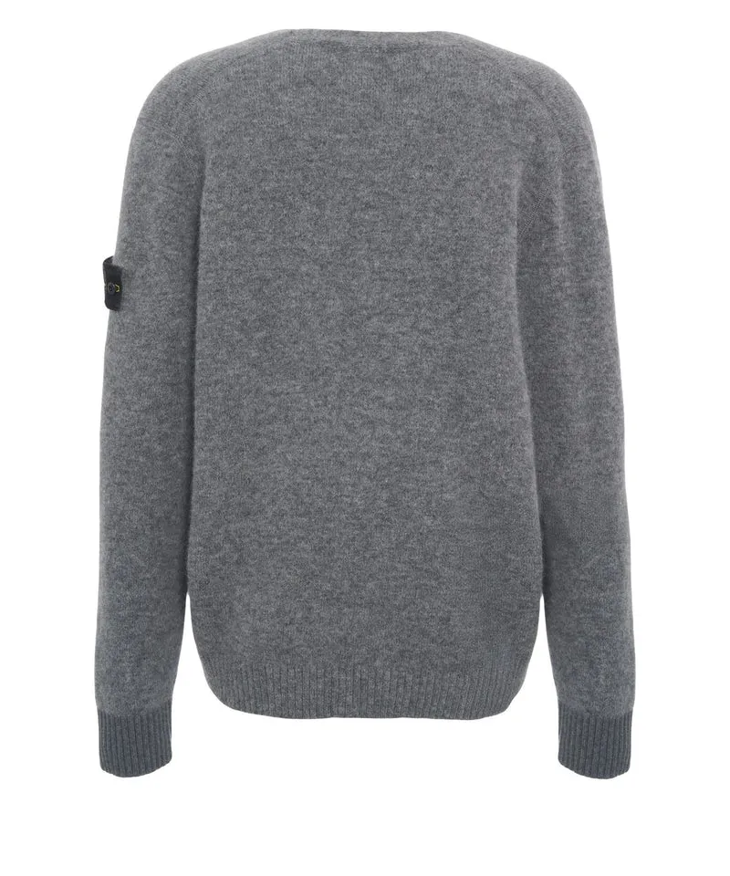 Cardigan in alpaca con patch logo
