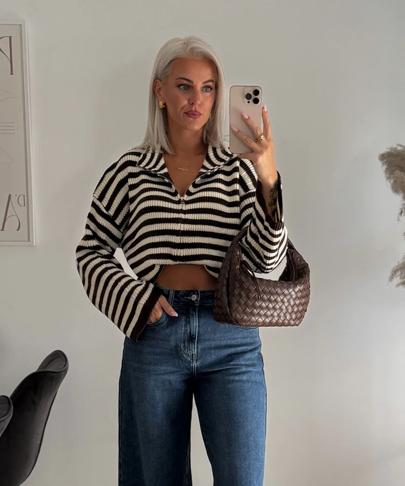 Zip Pullover Rani Braun