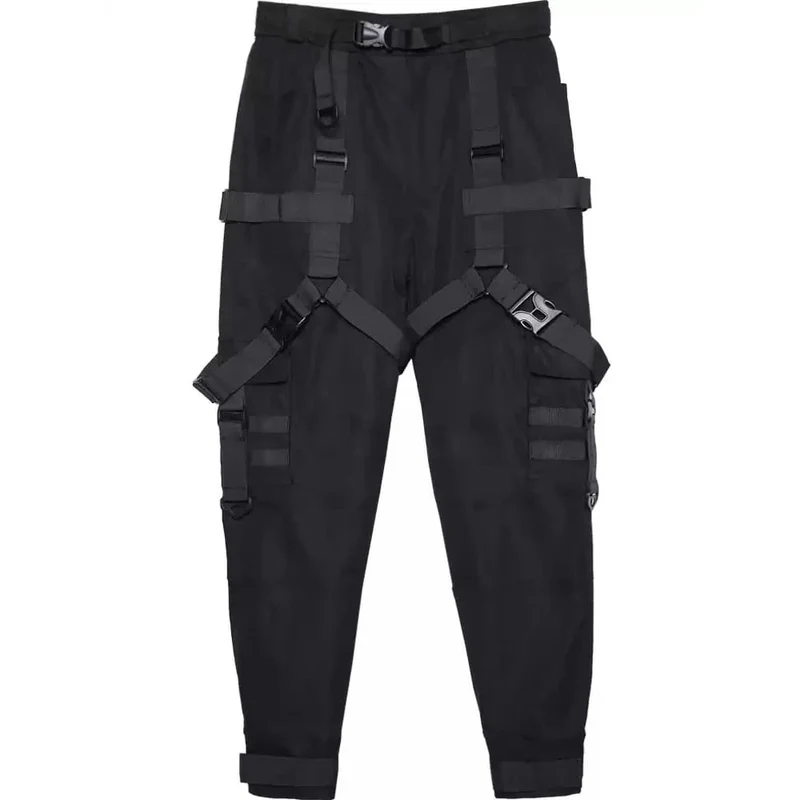 Herren-Cargohose mit mehreren Schnallen, großer Tasche und Bündchen