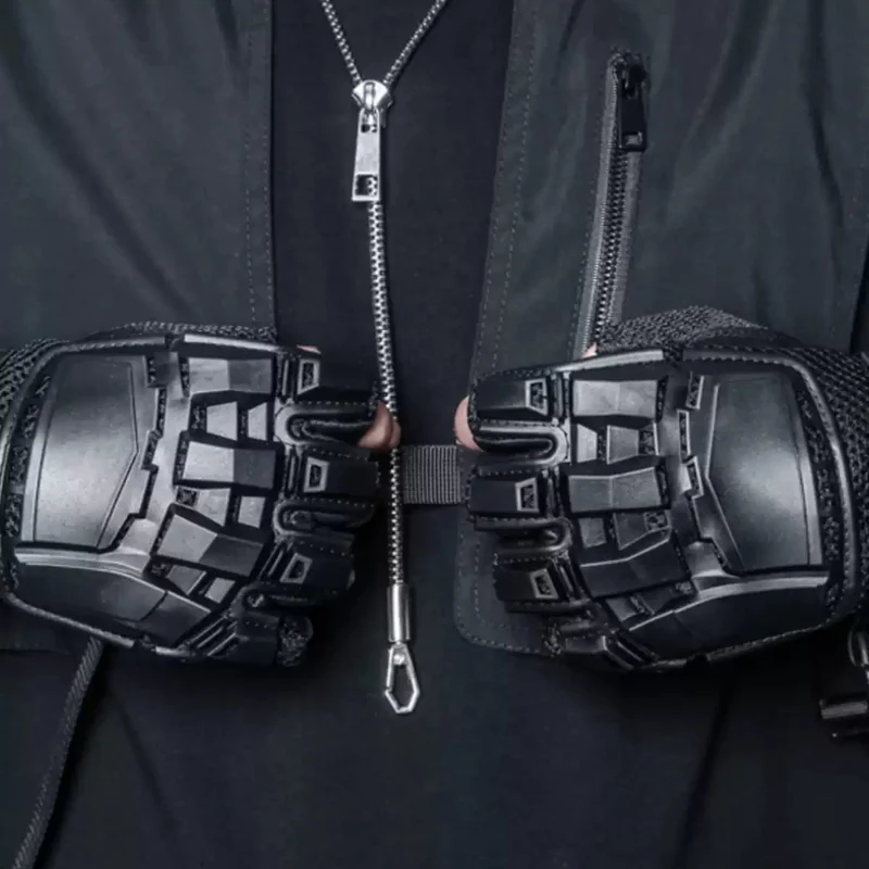 Techwear-Taktikhandschuhe für Herren mit harter Schale und halben Fingern