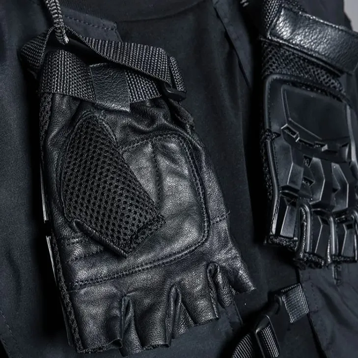 Techwear-Taktikhandschuhe für Herren mit harter Schale und halben Fingern