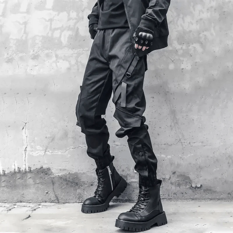 Herren-Cargohose mit Reißverschluss, großer Tasche und Bündchen
