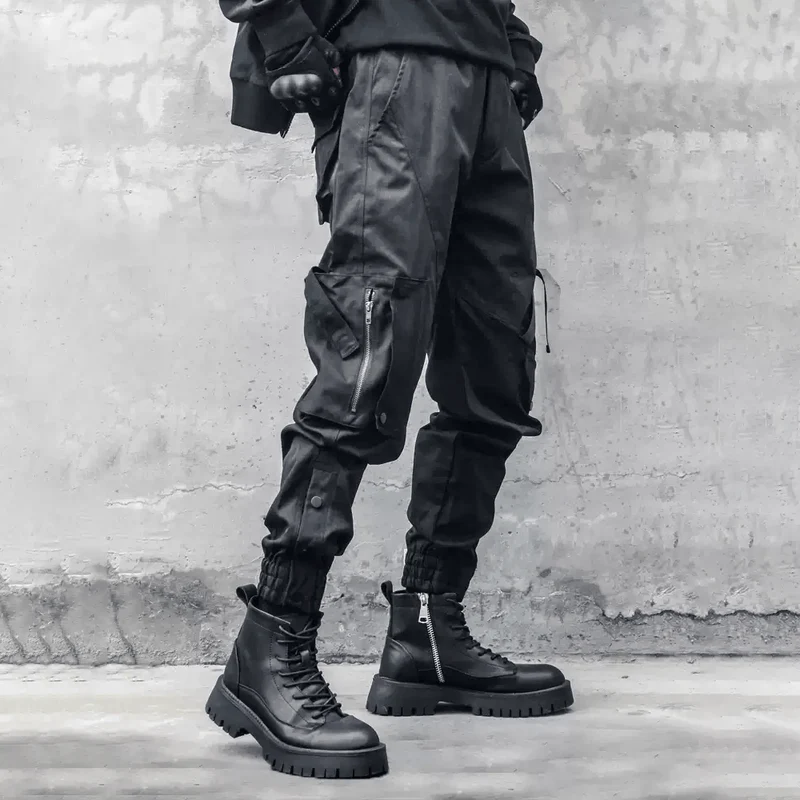 Herren-Cargohose mit Reißverschluss, großer Tasche und Bündchen