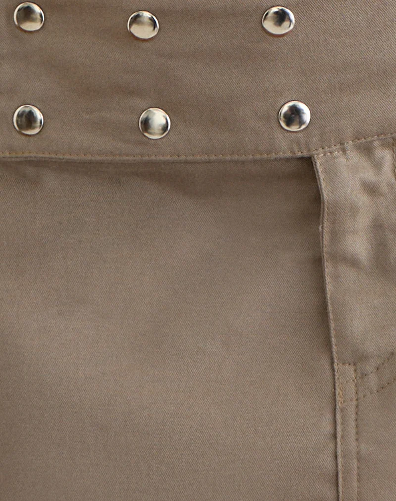 Ned-Minirock aus hellem Twill in Grau-Braun
