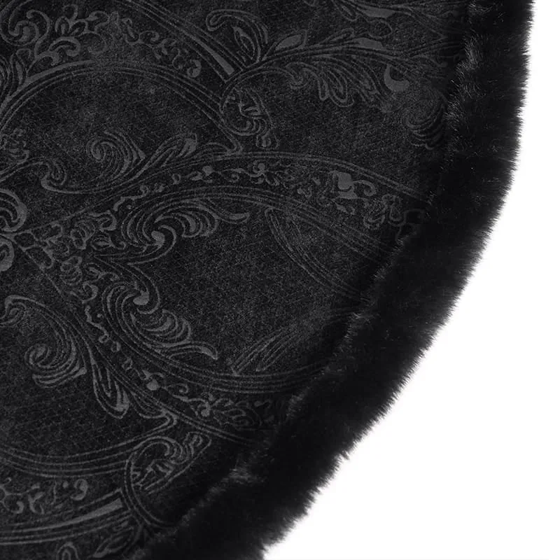 Gothic-Damenmantel mit asymmetrischem Schnallenriemen, Kapuze und Jacquardmuster