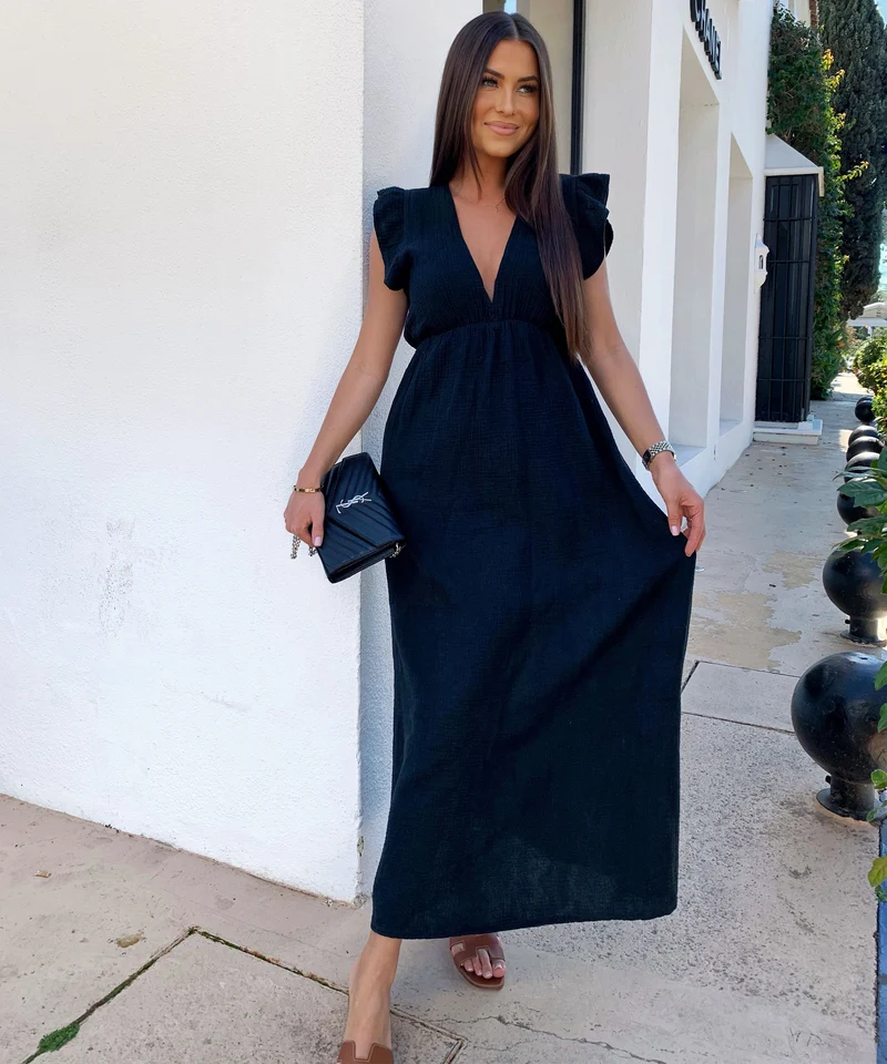 Musselin Kleid Geli Schwarz