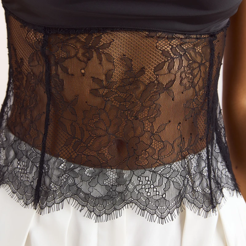 Satin Cami-Top - Schwarz