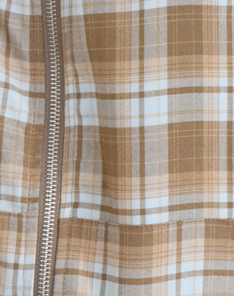 Lirren Kapuzenoberteil im Tailoring-Karo-Muster, braun