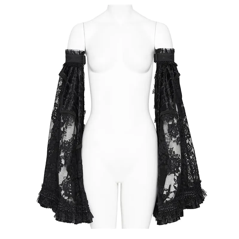 Gothic-Ärmel mit floraler Spitze und Rüschen für Damen