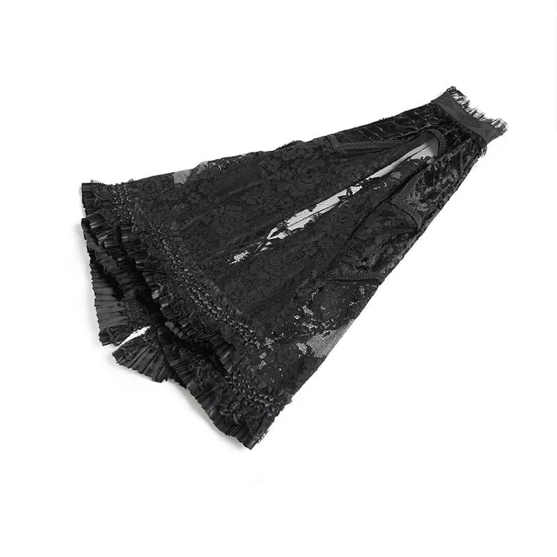 Gothic-Ärmel mit floraler Spitze und Rüschen für Damen