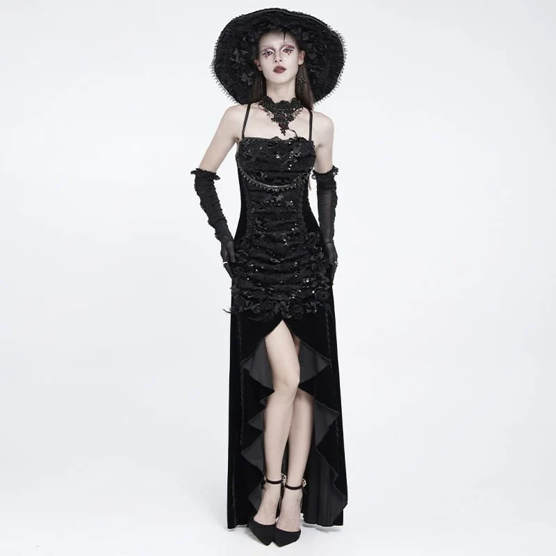 Gothic-Choker für Damen mit Kreuzkette, Perlen und Spitze