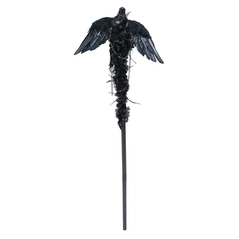 Gothic-Stab für Frauen mit Rabenkreuz, Rose und Kette