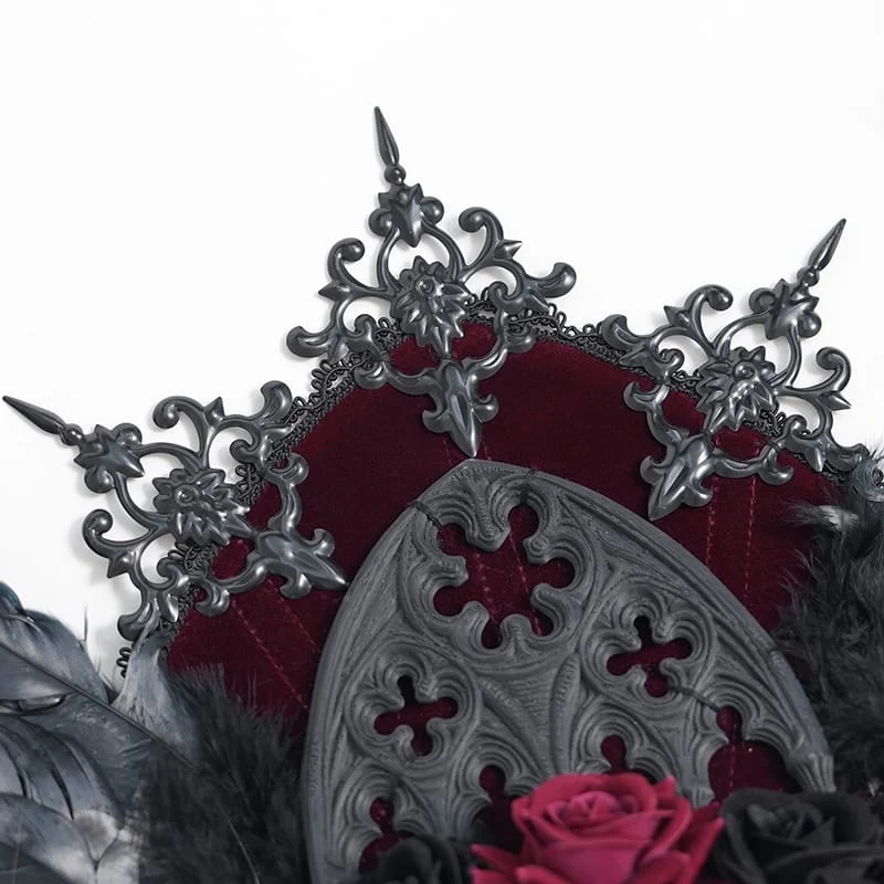 Gothic-Kopfschmuck mit Rosenfedern für Damen