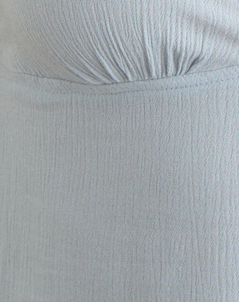 Crinas-Haltertop in Crinkle-Graublau