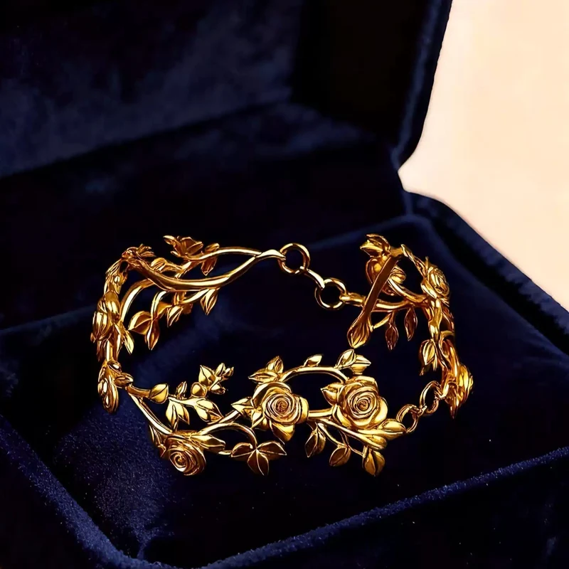 Gothic-Armband für Damen mit Rosenzweigen