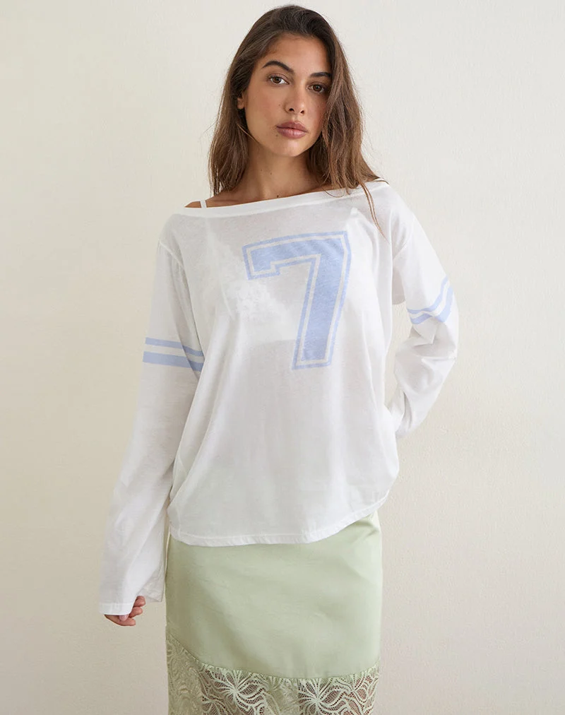 Josie Langarm-Oberteil in Weiß mit „Seven and Stripes“-Motiv
