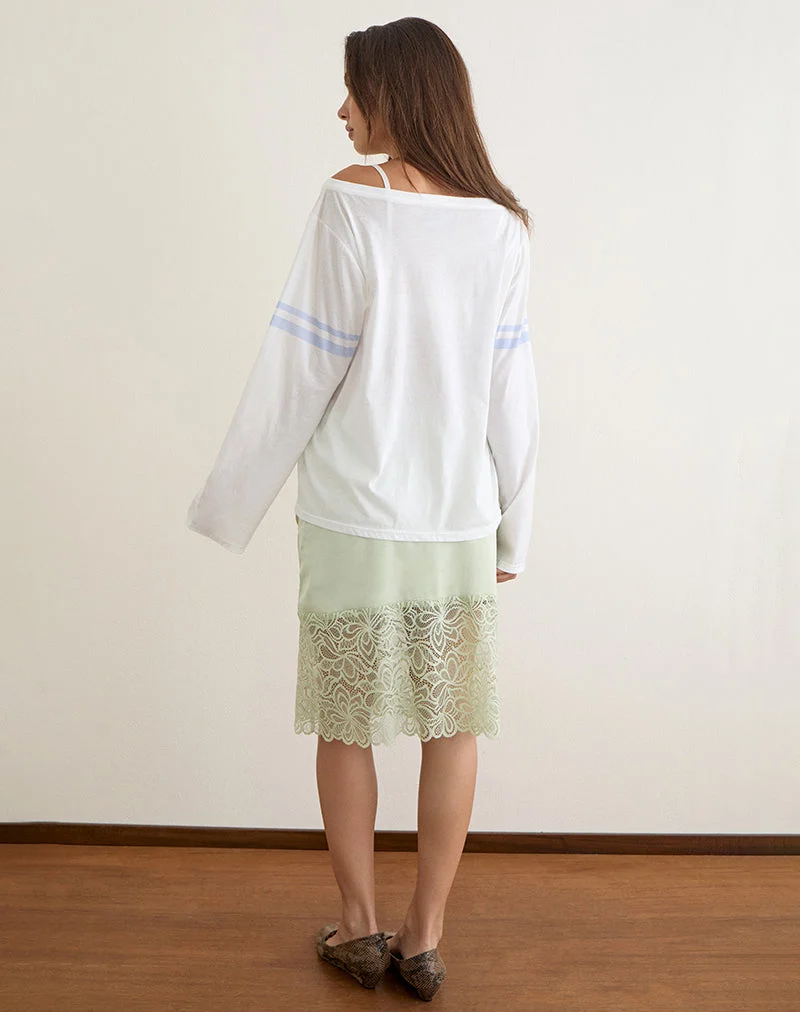 Josie Langarm-Oberteil in Weiß mit „Seven and Stripes“-Motiv