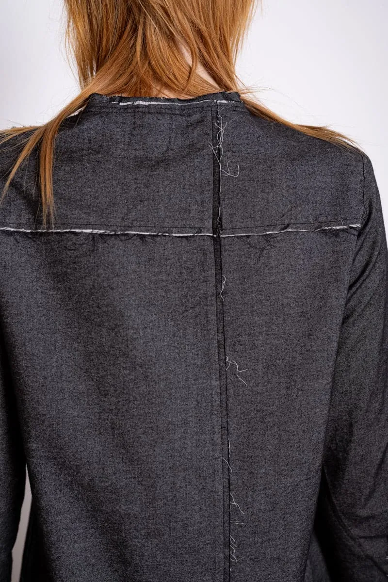 eigensinnig wien | De Beauvoir | Edle und elegante Damenbluse aus Baumwolle in Dunkelgrau