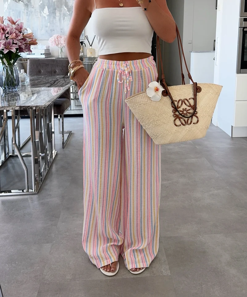 Musselin Hose Rainbow Gelb