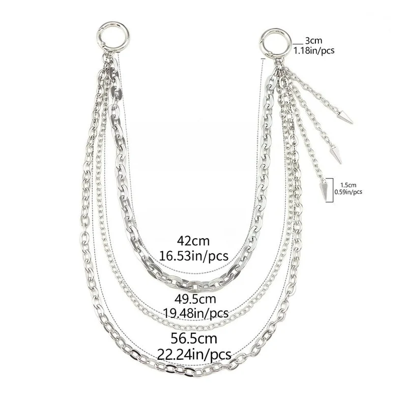Unisex Punk Spike Anhänger Dreilagige Taillenkette