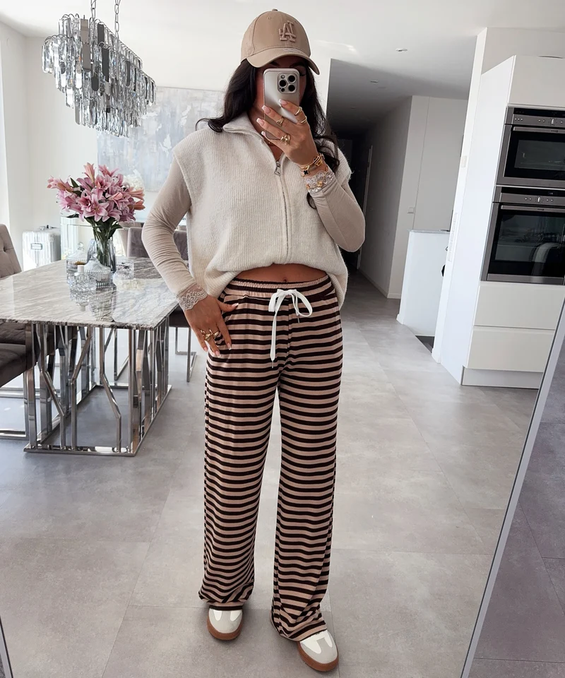 Stoffhose Leonita Braun Beige