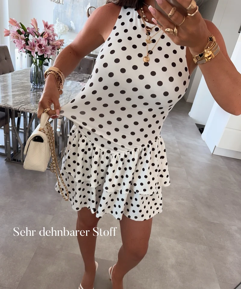 Mini Kleid Punkte Nola Weiß