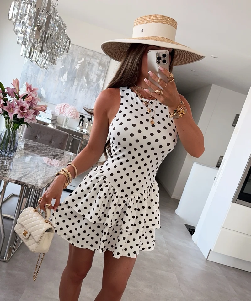 Mini Kleid Punkte Nola Weiß