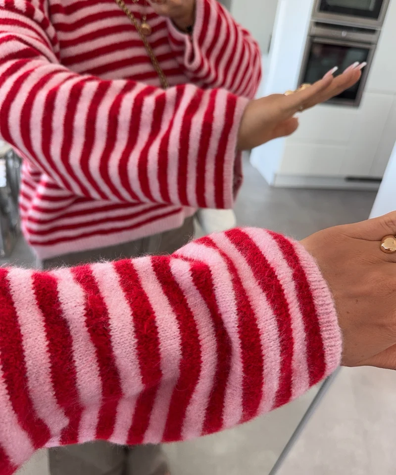 Pullover Streifen Vrona Rot