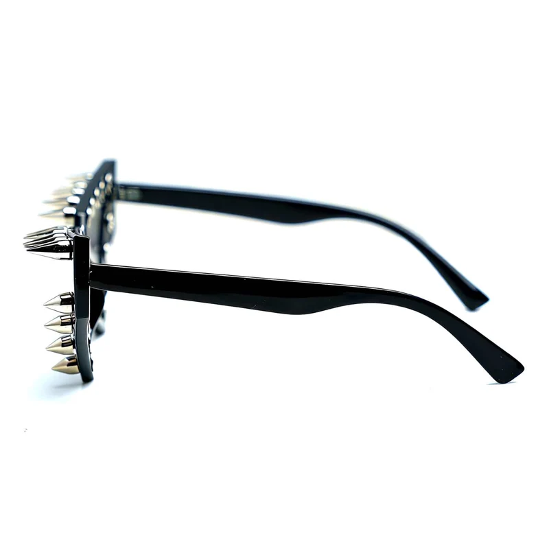 Unisex Punk Sonnenbrille mit Stacheln, geometrischem Katzenaugen-Design