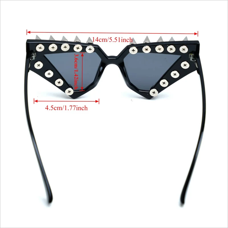 Unisex Punk Sonnenbrille mit Stacheln, geometrischem Katzenaugen-Design